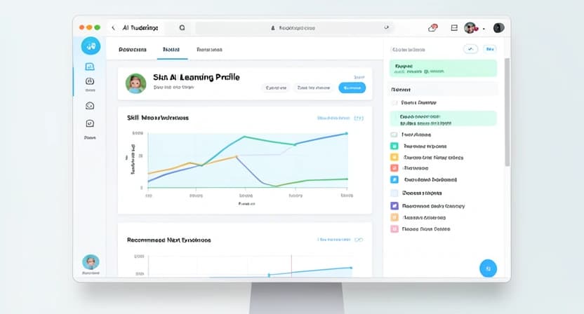 Capture d'écran d'un tableau de bord de tutorat IA montrant le profil d'apprentissage d'un enfant avec des graphiques de progression, des points forts identifiés et des recommandations d'exercices