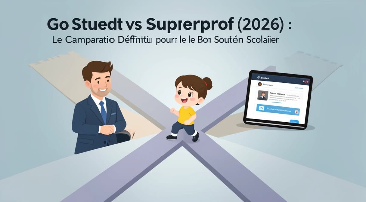 Illustration d'un enfant hésitant entre deux chemins, l'un menant à un tuteur humain, l'autre à une interface numérique moderne