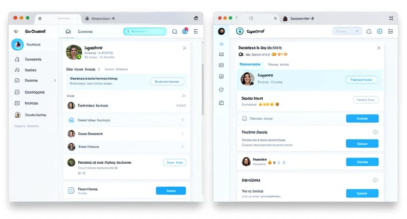 Capture d'écran réaliste de l'interface de réservation de cours sur GoStudent et Superprof côte à côte