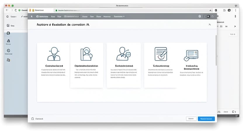 Infographie stylisée présentant les 5 critères d'évaluation sous forme d'icônes : Explication, Curriculum, Adaptation, Feedback, Progression.