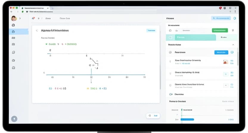 Capture d'écran réaliste d'une interface de tutorat IA montrant un exercice de mathématiques adaptatif et un tableau de bord de progression