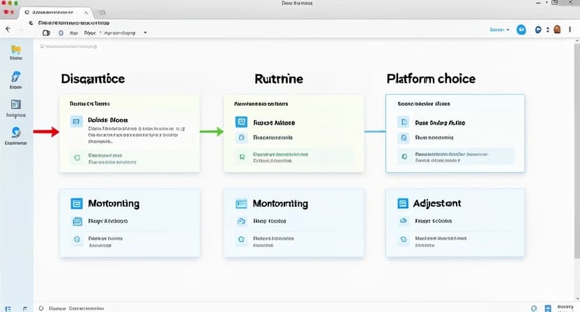 Infographie montrant les étapes : diagnostic, choix de la plateforme, routine, suivi, ajustement