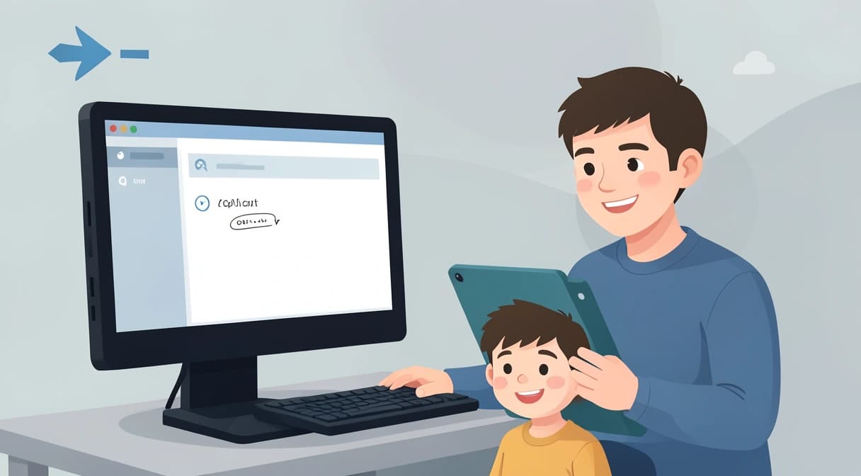 Illustration d'un enfant frustré devant un écran avec une réponse copiée-collée, et un autre enfant souriant guidé par un tuteur IA