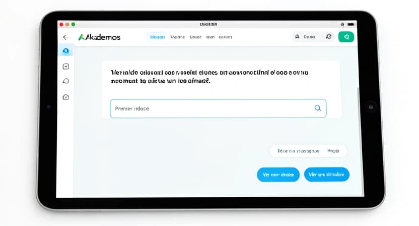 Capture d'écran réaliste de l'interface Akademos montrant un problème de mathématiques posé à un enfant, avec un espace pour sa réponse et des boutons d'aide progressive