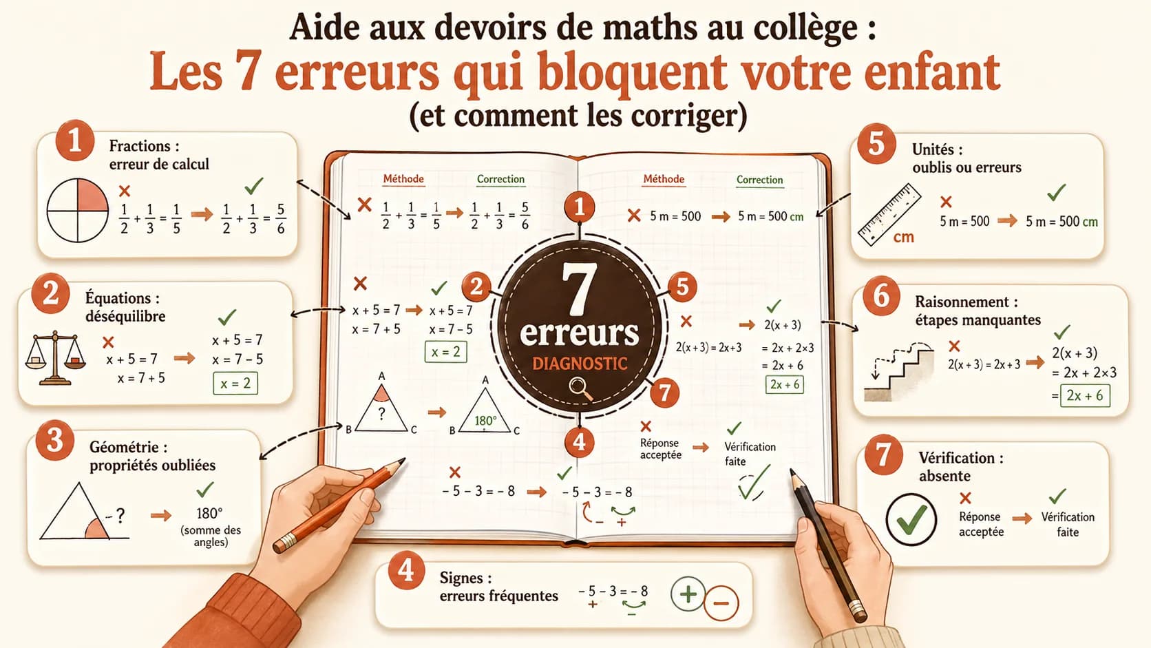 Aide aux devoirs de maths au collège : Les 7 erreurs qui bloquent votre enfant (et comment les corriger)