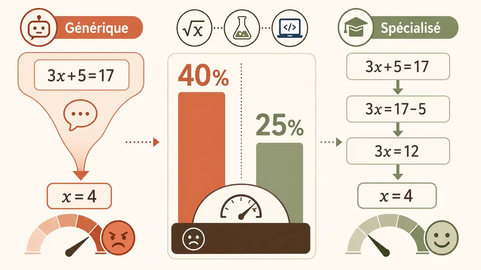 Graphique montrant le taux de frustration des élèves utilisant des chatbots génériques pour les devoirs scientifiques