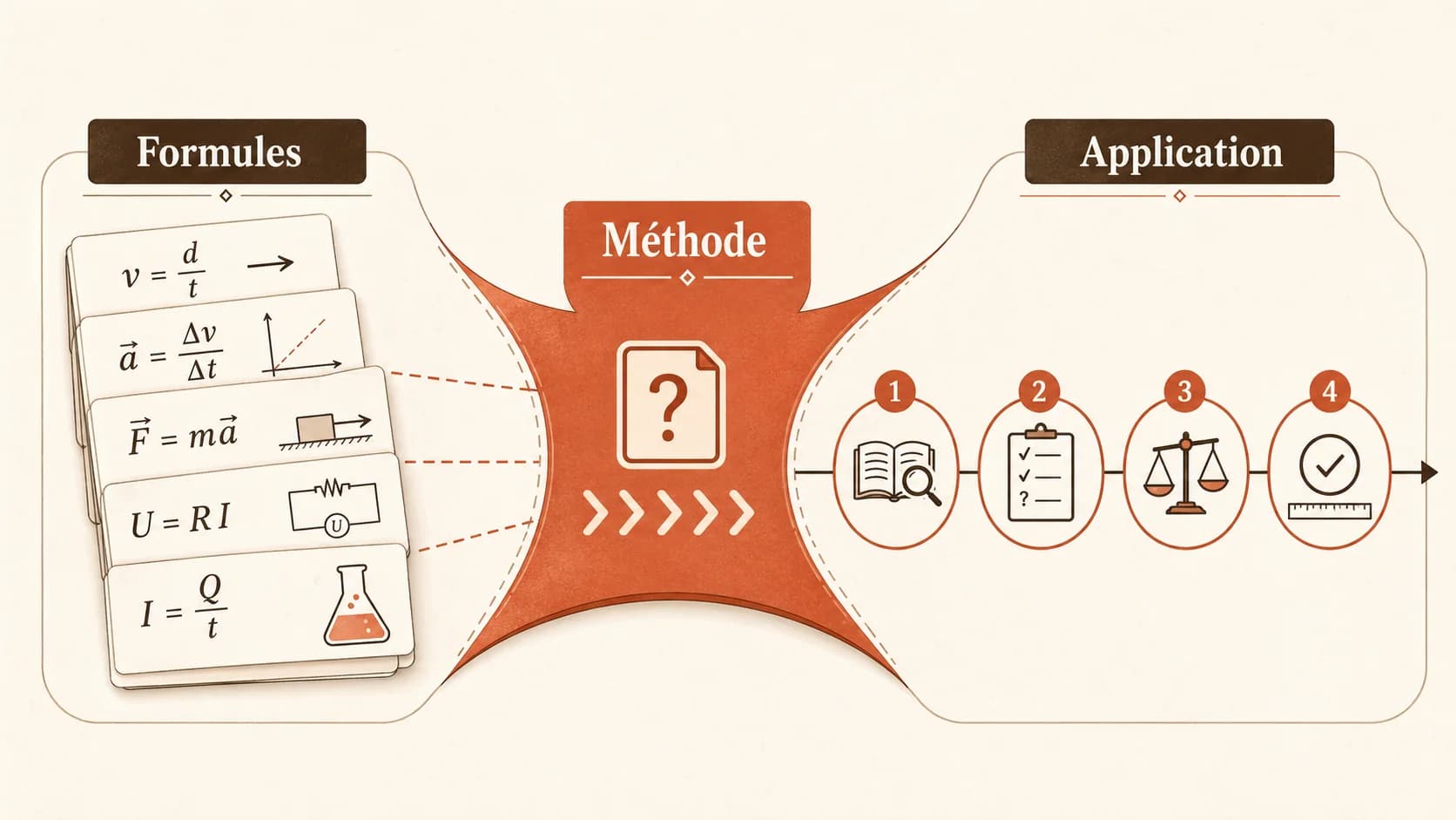 Graphique ou illustration montrant l'écart entre la connaissance des formules et la capacité à les appliquer dans un problème nouveau