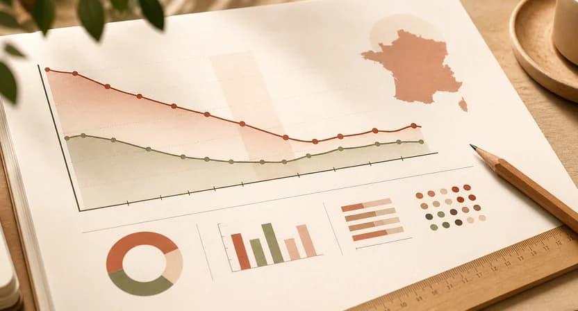 Capture d'écran d'un rapport PISA montrant l'évolution des scores de la France