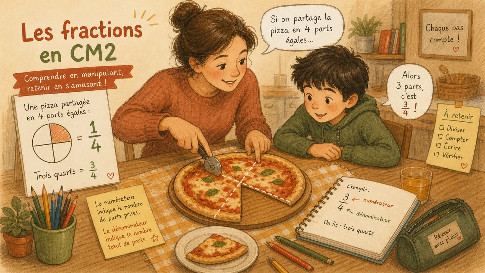 Comment expliquer une fraction à un enfant de CM2 (sans cours magistral ni jargon)