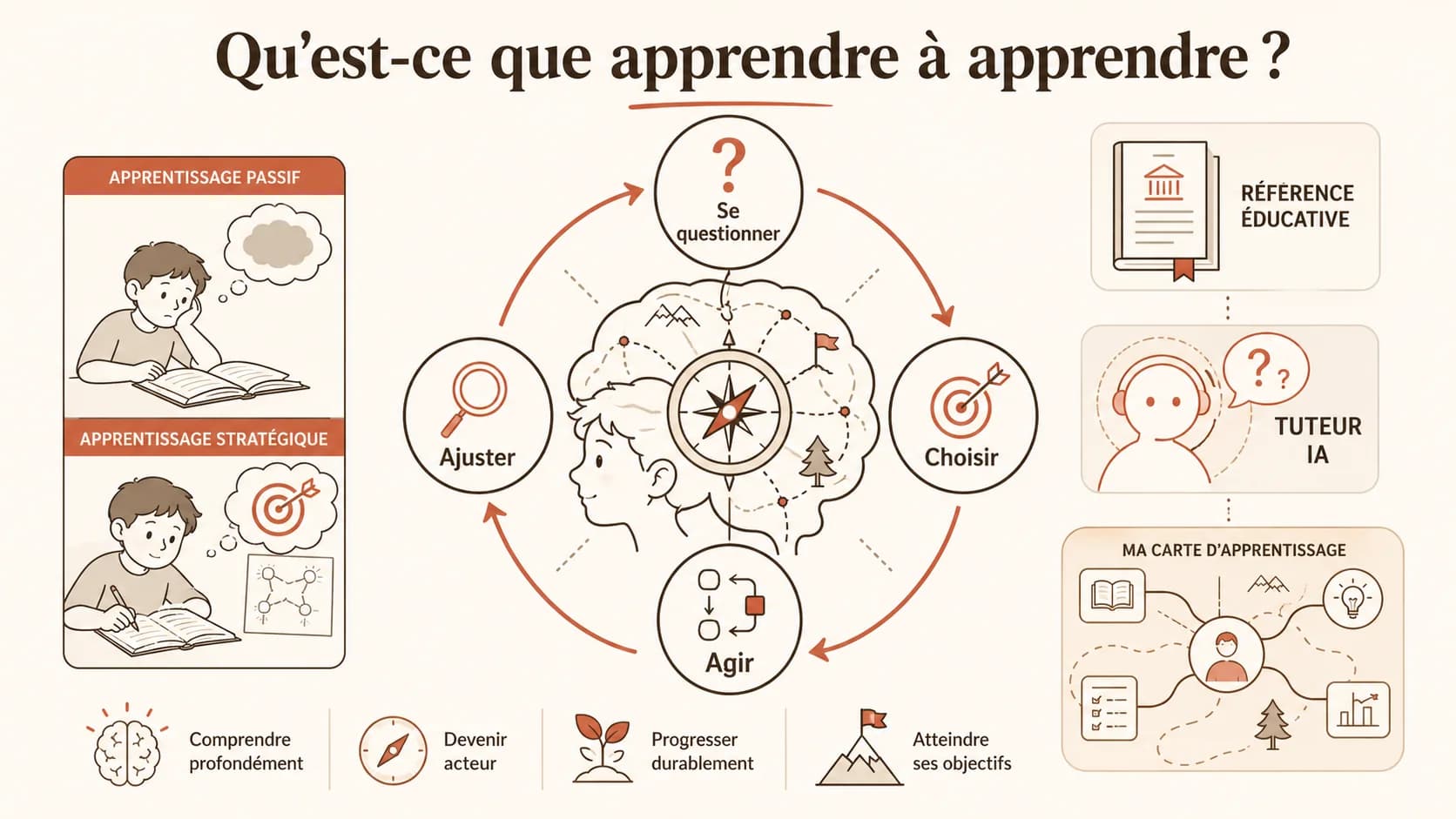 Screenshot du site Eduscol du Ministère de l'Éducation montrant les recommandations officielles sur les compétences métacognitives