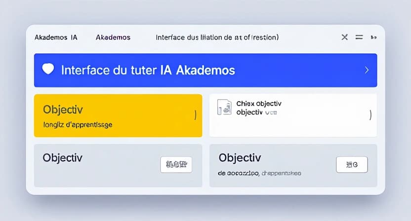 Interface du tuteur IA Akademos montrant un écran de planification de session et de choix d'objectif d'apprentissage