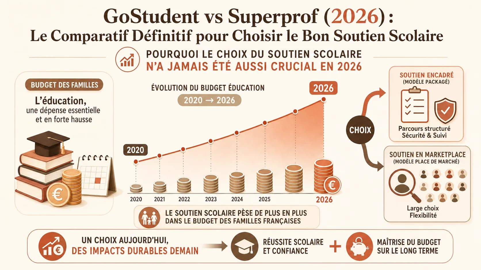Graphique montrant l'évolution du budget éducation des familles françaises de 2020 à 2026