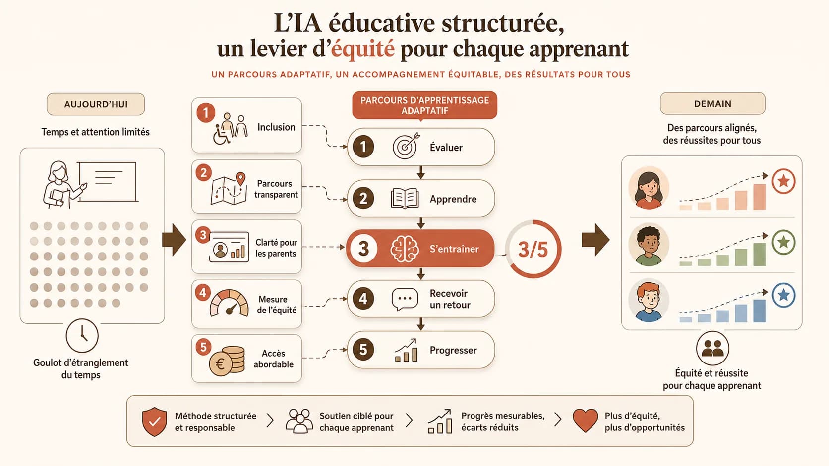 Screenshot d'un parcours d'apprentissage adaptatif dans une application de tutorat IA