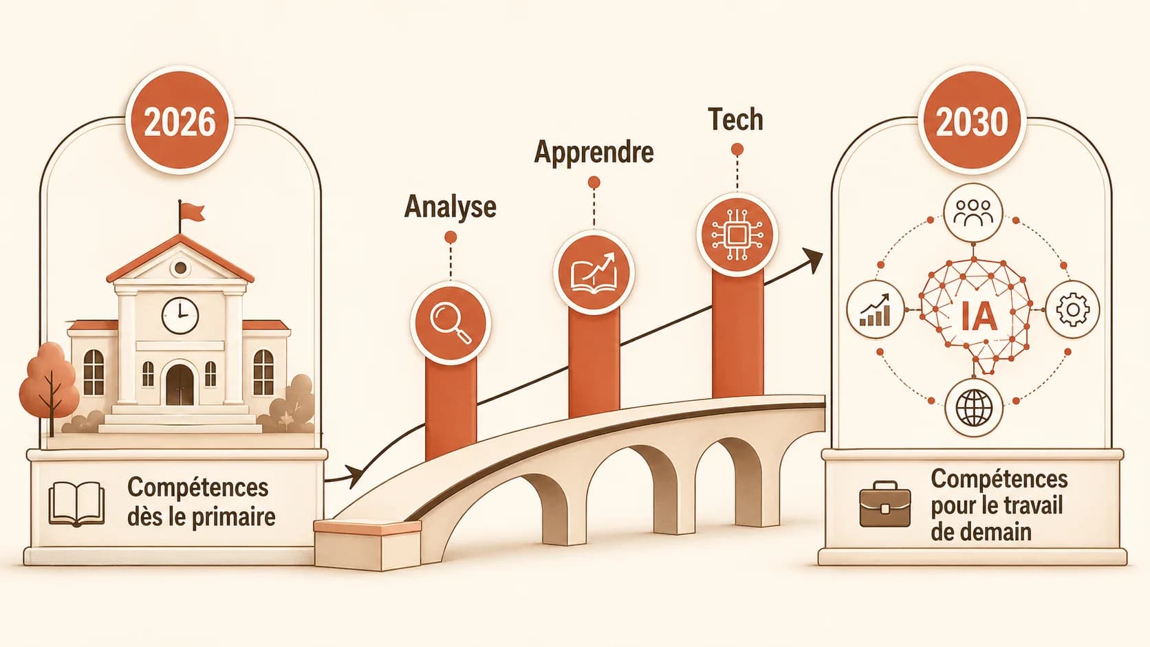 Graphique extrait d'un rapport du Forum Économique Mondial montrant la croissance projetée de la demande pour des compétences comme la pensée analytique, l'apprentissage actif et la maîtrise technologique d'ici 2030