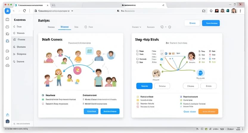 Capture d'écran d'un tableau de bord comparatif montrant les progrès de deux enfants sur une même notion, avec des chemins d'apprentissage personnalisés différents mis en évidence