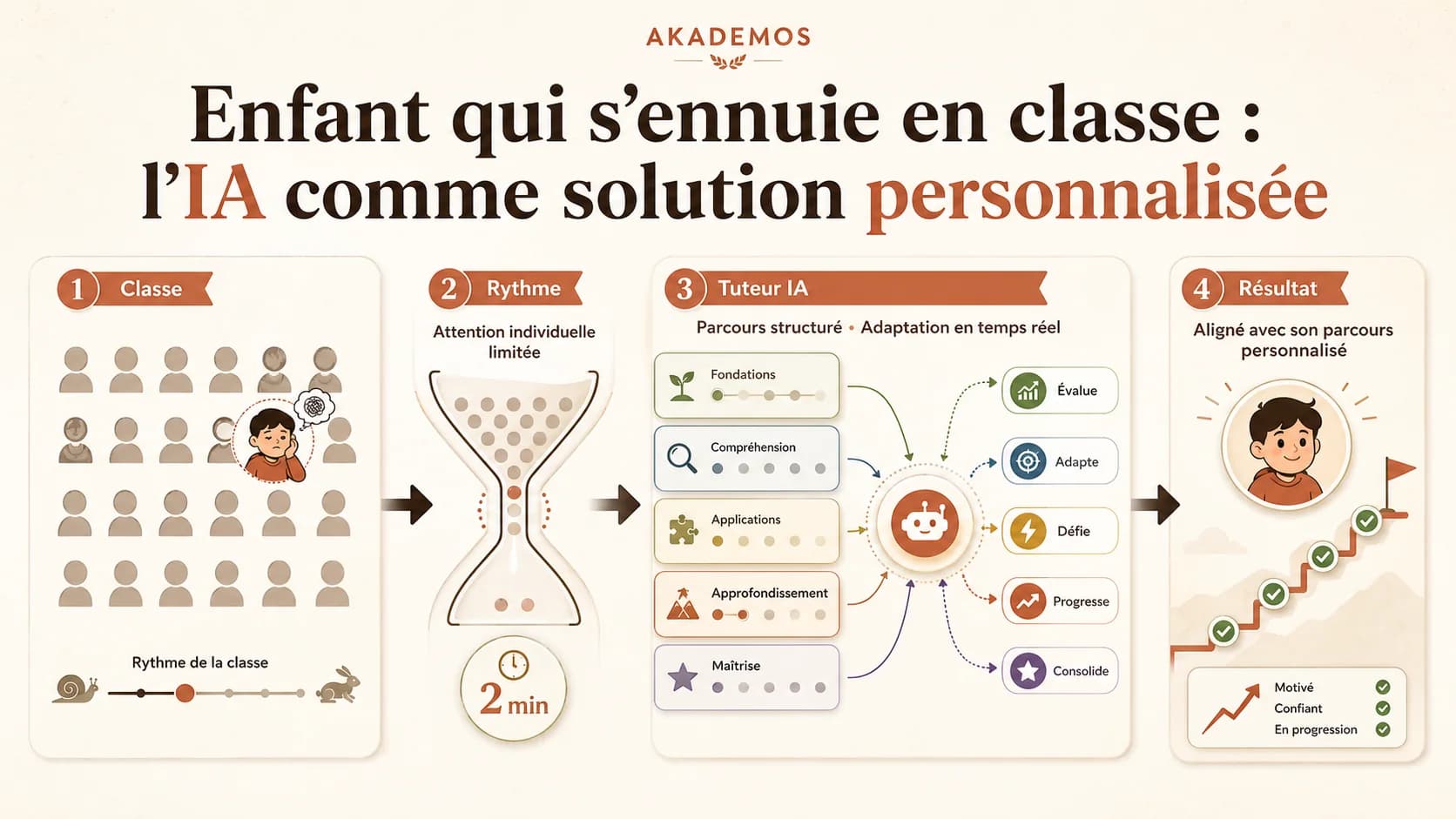 Enfant qui s'ennuie en classe : l'IA comme solution personnalisée