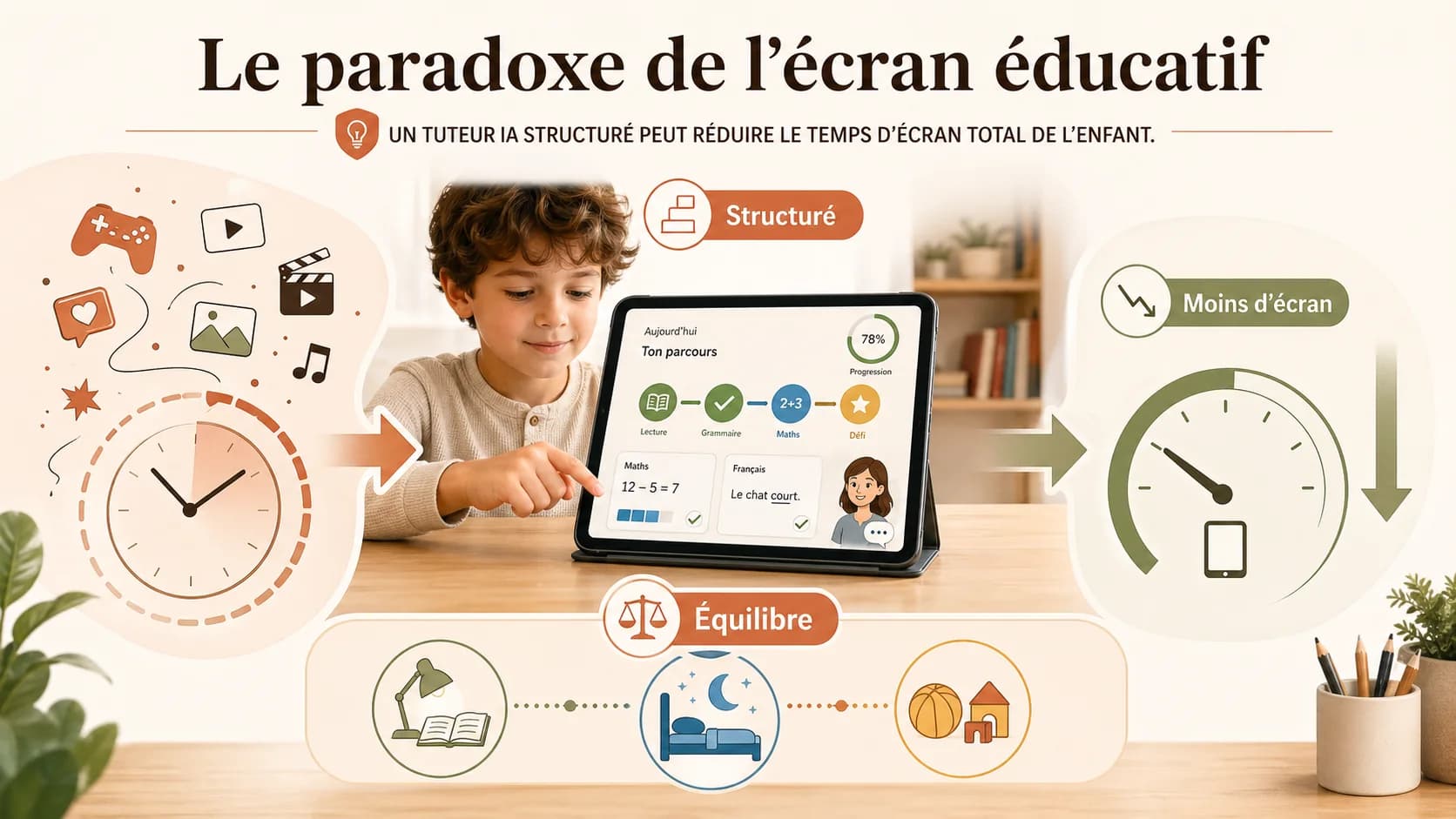 Le paradoxe de l'écran éducatif : pourquoi plus de temps sur Akademos peut réduire le temps d'écran total de votre enfant