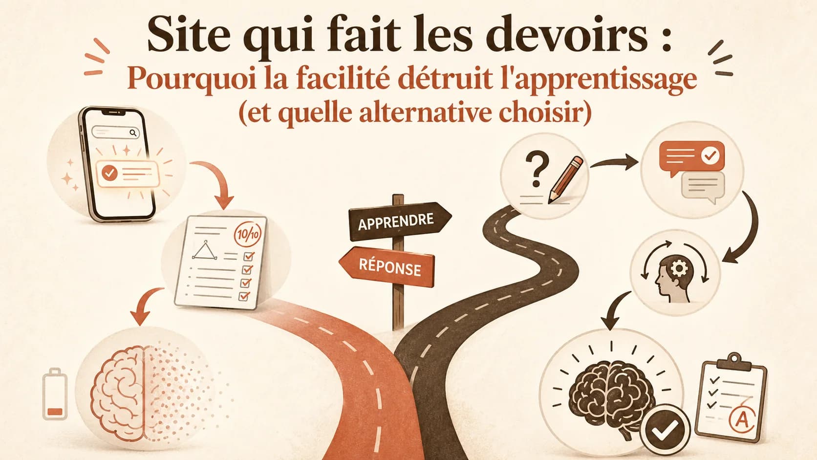 Site qui fait les devoirs : Pourquoi la facilité détruit l'apprentissage (et quelle alternative choisir)