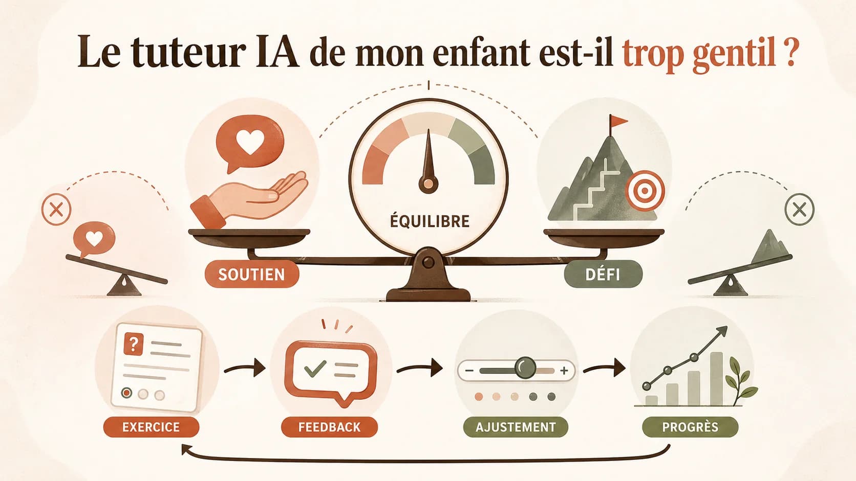 Le tuteur IA de mon enfant est-il trop gentil ? L'équilibre subtil entre encouragement et exigence dans l'apprentissage adaptatif